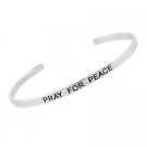 Sterling Silver 'Pray For Peace' Inspirational Bangle BA10701