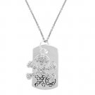 Sterling Silver 'XO' Skull & Crossbones CZ Dog Tag Pendant P10687