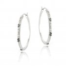 Sterling Silver .06ct Black Diamond & White Topaz Hoop Earrings H13780M4