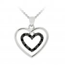 Sterling Silver .10ct Black Diamond Double Hearts Necklace P12359M4