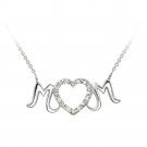 Sterling Silver .10ct Diamond MOM Heart Necklace P12430