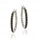 Sterling Silver .10ct. TDW Black Diamond 20mm Hoop Earrings H10886M4-10