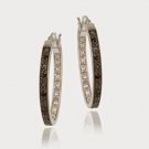 Sterling Silver .10ct. TDW Black Diamond 25mm Hoop Earrings H11537M4-10