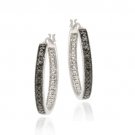 Sterling Silver .10ct. TDW Black Diamond 25mm Oval Hoop Earrings H11639M4-10