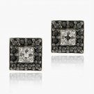 Sterling Silver .13ct. TDW Black Diamond Square Stud Earrings E11917M4