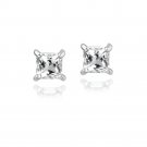 Sterling Silver .5ct White Topaz Square Stud Earrings, 3mm E13680WT