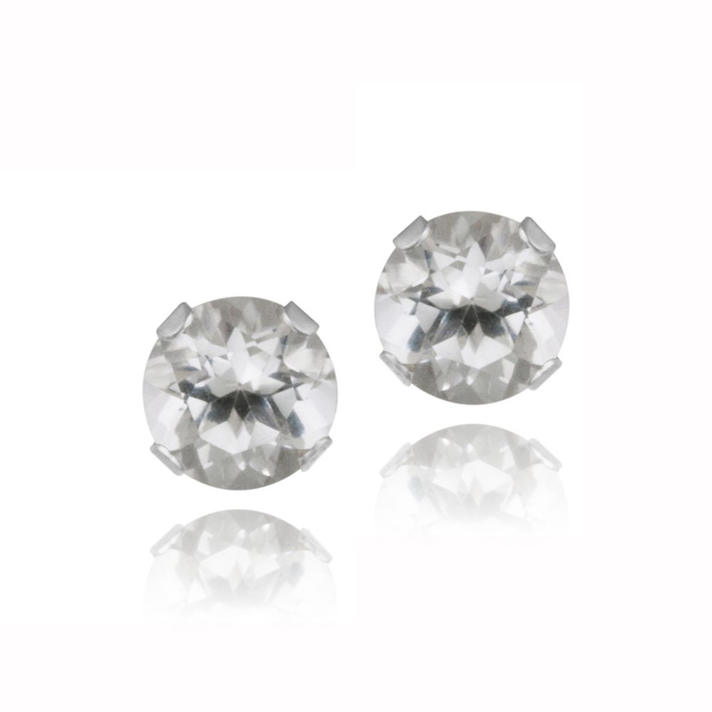 Sterling Silver .70ct Created White Sapphire Stud Earrings, 4mm E12009CWS