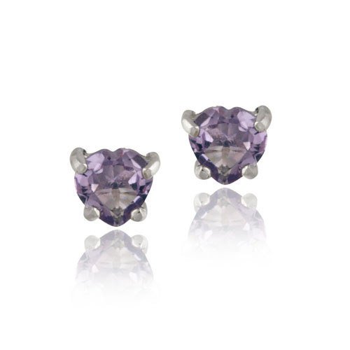 Sterling Silver .80ct Amethyst 5mm Heart Stud Earrings E11922A