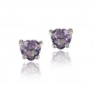 Sterling Silver .80ct Amethyst 5mm Heart Stud Earrings E11922A