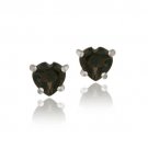 Sterling Silver .80ct Smokey Quartz 5mm Heart Stud Earrings E11922SQ
