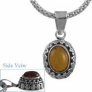 Sterling Silver .925 Bali Bead Genuine Amber Stone Pendant 2084