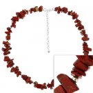 Sterling Silver .925 Bead Genuine Red Jasper Stone Chip Necklace N9503RJ