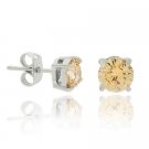 Sterling Silver .925 Champagne Cubic Zirconia cz Stone Prong 6mm Stud Earrings E2401CHZ