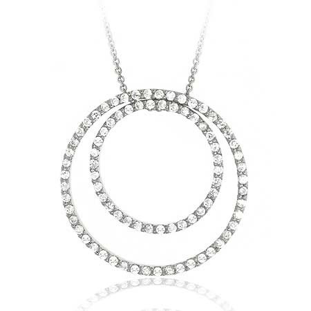 Sterling Silver .925 cz Diamond cubic zirconia Eternity Pendant-Slide N10146