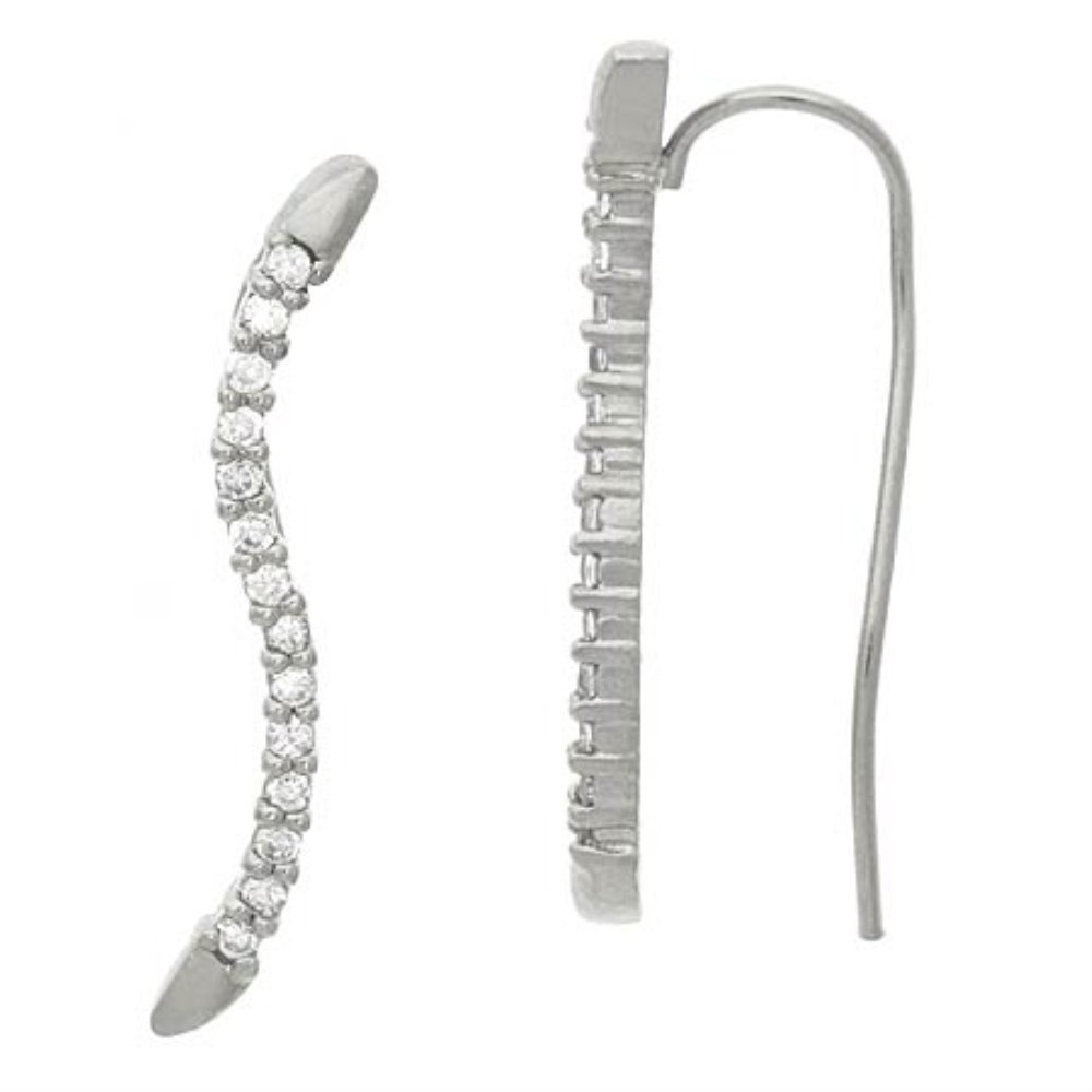 Sterling Silver .925 Diamond cubic zirconia stone Wave cz Earrrings E10186