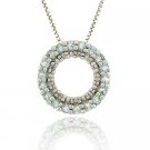 Sterling Silver .925 Genuine Blue Topaz Stone Prong Round Eternity Pendant Slide P9658BT