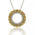Sterling Silver .925 Genuine Citrine Stone Prong Round Eternity Pendant Slide P9658C