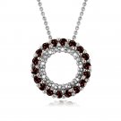Sterling Silver .925 Genuine Garnet Stone Prong Round Eternity Pendant Slide P9658G