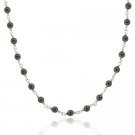 Sterling Silver .925 Genuine Hematite Stone Bead Link Necklace N9591H