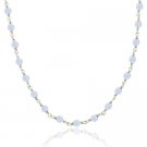 Sterling Silver .925 Genuine Lace Agate Stone Bead Link Necklace N9591LACE
