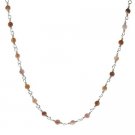 Sterling Silver .925 Genuine Pink Shell Stone Bead Link Necklace N9591PS