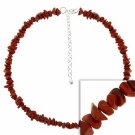 Sterling Silver .925 Genuine Red Jasper Stone Chip Necklace N9504RJ