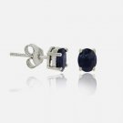 Sterling Silver .925 Genuine Sapphire Stone Oval Prong Small 6x4 Stud Earrings E9517S