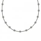 Sterling Silver .925 Glass Gray Cats Eye Stone Bar and Bead Necklace N4116GRY