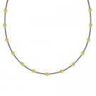 Sterling Silver .925 Glass Gray Cats Eye Stone Bar and Bead Necklace N4116Y