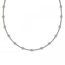 Sterling Silver .925 Glass Lavender Cats Eye Stone Bar and Bead Necklace N4116LA