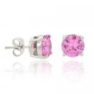 Sterling Silver .925 Pink cz Prong Large Round Stud 8mm Earrings E9486LPZ
