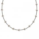 Sterling Silver .925 Simulated White Pearl Stone Bar and Bead Necklace N4116PL