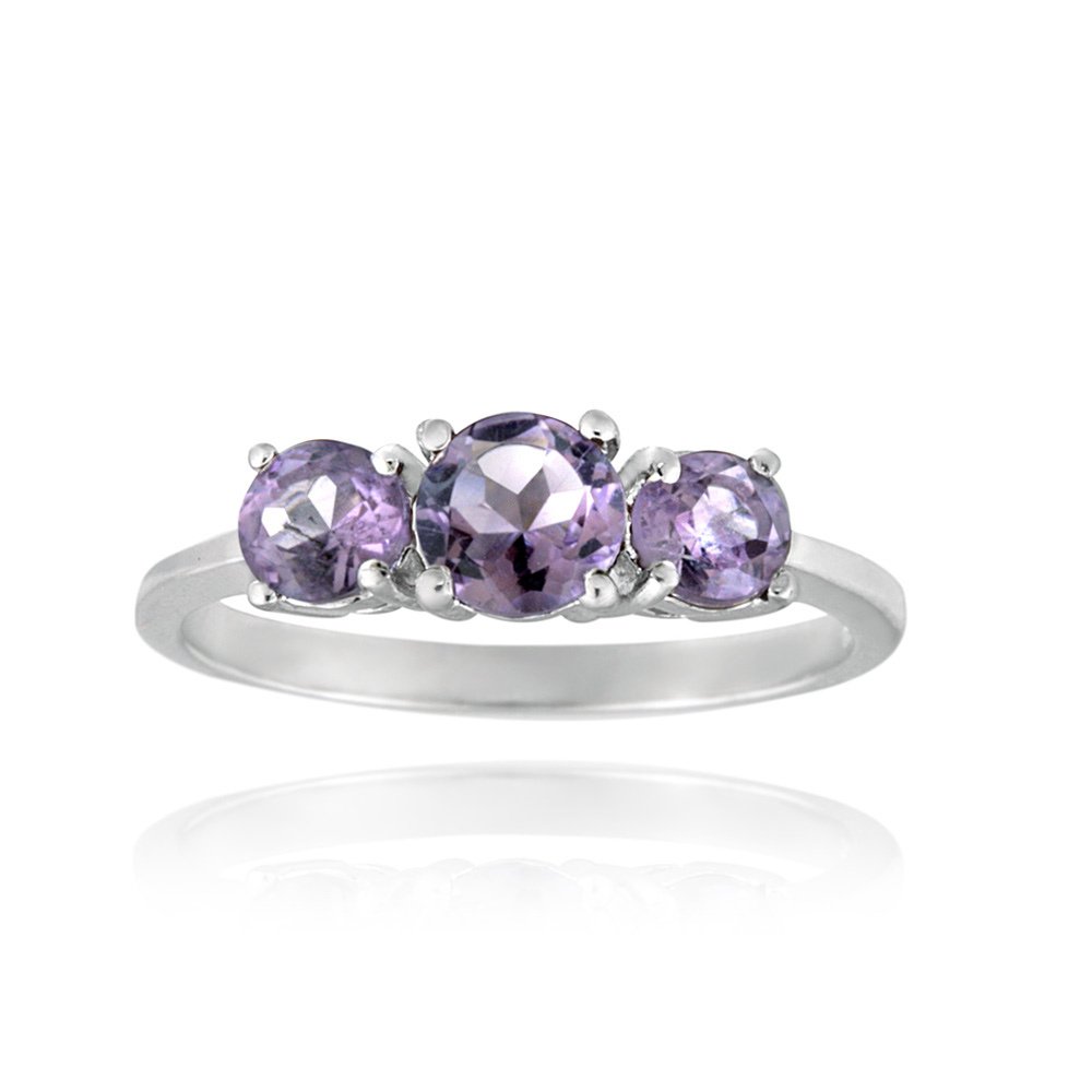 Sterling Silver .9ct Amethyst Three Stone Ring Size 9 R12274A-9