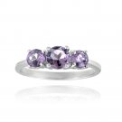 Sterling Silver .9ct Amethyst Three Stone Ring Size 9 R12274A-9