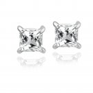 Sterling Silver .9ct White Topaz Square Stud Earrings, 4mm E10091WT