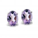 Sterling Silver 1 Ct Amethyst 6x4 Oval Stud Earrings E10097A