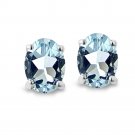 Sterling Silver 1 Ct Blue Topaz 6x4 Oval Stud Earrings E10097BT