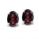 Sterling Silver 1 Ct Garnet 6x4 Oval Stud Earrings E10097G