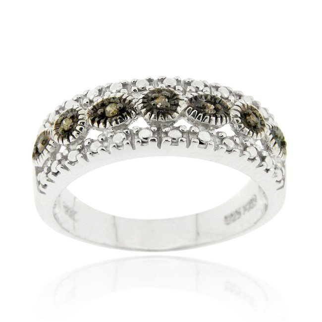 Sterling Silver 1-10ct Black Diamond Band Ring R11912M4-5