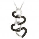 Sterling Silver 1-10ct Black Diamond Four Linked Hearts Pendant P12200M4
