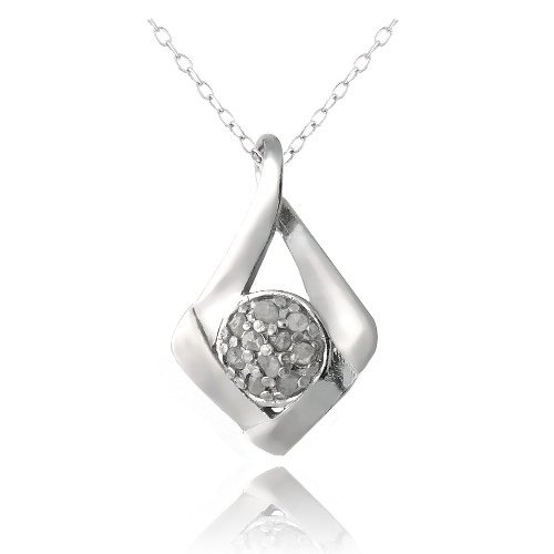 Sterling Silver 1-10ct Diamond Angular Necklace P13400