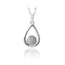 Sterling Silver 1-10ct Diamond Cluster Open Teardrop Necklace P13411