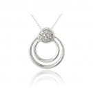 Sterling Silver 1-10ct Diamond Double Circle Necklace P13398