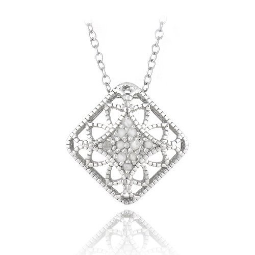 Sterling Silver 1-10ct Diamond Filigree Necklace P13274