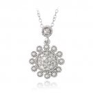 Sterling Silver 1-10ct Diamond Flower Dangle Necklace P13275