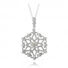 Sterling Silver 1-10ct Diamond Flower Filigree Dangle Necklace P13280