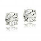 Sterling Silver 1-10ct Diamond Illusion-Set Stud Earrings E13497