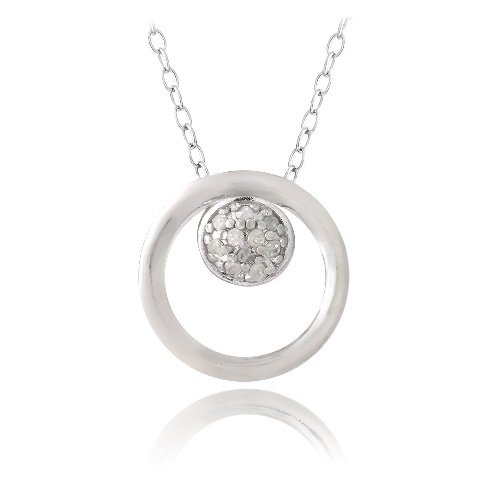 Sterling Silver 1-10ct Diamond Open Circle Necklace P13408