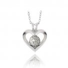 Sterling Silver 1-10ct Diamond Open Heart Necklace P13403
