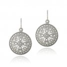 Sterling Silver 1-10ct Diamond Round Filigree Leverback Earrings E13272